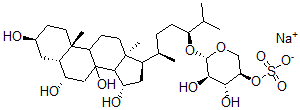 CAS 登录号：151078-92-1， [(3R,4R,5R,6S)-4,5-二羟基-6-[(3S,6R)-2-甲基-6-[(3S,5R,6S,10S,13R,15S,17R)-3,6,8,15-四羟基-10,13-二甲基-1,2,3,4,5,6,7,9,11,12,14,15,16,17-十四氢环戊烯并[a]菲-17-基]庚烷-3-基]氧基四氢吡喃-3-基]硫酸酯钠盐