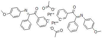 CAS 登录号：151306-14-8， 二(mu-(乙酸))二(N-(4-甲氧基苯基)-alpha-苯甲酰基亚苄基胺)二铂(II)