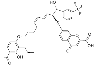 CAS 登录号：151581-24-7， 7-[(2S,3E,5Z)-10-(4-乙酰基-3-羟基-2-丙基苯氧基)-1-羟基-1-[3-(三氟甲基)苯基]癸-3,5-二烯-2-基]硫基-4-氧代苯并吡喃-2-羧酸