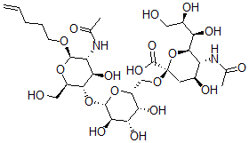 CAS 登录号：151960-90-6， (2R,4S,5R,6R)-5-乙酰氨基-2-[[(2R,3R,4S,5R,6S)-6-[(2R,3S,4R,5R,6R)-5-乙酰氨基-4-羟基-2-(羟基甲基)-6-戊-4-烯氧基四氢吡喃-3-基]氧基-3,4,5-三羟基四氢吡喃-2-基]甲氧基]-4-羟基-6-[(1R,2R)-1,2,3-三羟基丙基]四氢吡喃-2-羧酸