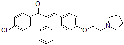 CAS 登录号：15272-64-7， 4-氯-alpha-苯基-4'-[2-(1-吡咯烷基)乙氧基]查耳酮