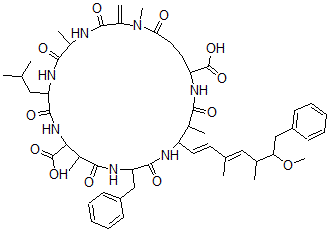CAS#: 154037-70-4, 18-[(1E,3E)-6-Methoxy-3,5-Dimethyl-7-Phenylhepta-1,3-Dienyl]-1,5,12,19-Tetramethyl-2-Methylidene-8-(2-Methylpropyl)-3,6,9,13,16,20,25-Heptaoxo-15-(Phenylmethyl)-1,4,7,10,14,17,21-Heptazacyclopentacosane-11,22-Dicarboxylic Acid