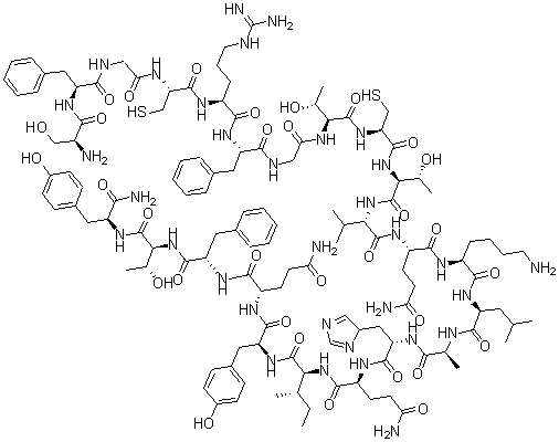 CAS 登录号：154765-05-6， L-丝氨酰-L-苯丙氨酰甘氨酰-L-半胱氨酰-L-精氨酰-L-苯丙氨酰甘氨酰-L-苏氨酰-L-半胱氨酰-L-苏氨酰-L-缬氨酰-L-谷氨酰胺酰-L-赖氨酰-L-亮氨酰-L-丙氨酰-L-组氨酰-L-谷氨酰胺酰-L-异亮氨酰-L-酪氨酰-L-谷氨酰胺酰-L-苯丙氨酰-L-苏氨酰-L-L-酪氨酰胺