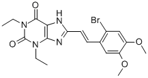 CAS 登录号：155271-52-6， 8-[(E)-2-(2-溴-4,5-二甲氧基苯基)乙烯基]-1,3-二乙基-7H-嘌呤-2,6-二酮