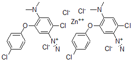 CAS 登录号：15663-61-3， 2-氯-5-(4-氯苯氧基)-4-二甲基氨基偶氮苯四氯锌酸盐(2:1)