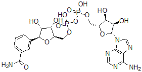 CAS 登录号：156724-91-3， [(2R,3S,4R,5R)-5-(6-氨基嘌呤-9-基)-3,4-二羟基四氢呋喃-2-基]甲基[[(2R,3S,4R,5S)-5-(3-氨基甲酰苯基)-3,4-二羟基四氢呋喃-2-基]甲氧基-羟基磷酰]磷酸氢酯