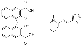CAS 登录号：15686-83-6， 1,4,5,6-四氢-1-甲基-2-[(1E)-2-(2-噻吩基)乙烯基]-嘧啶