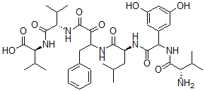 CAS 登录号：157381-55-0， (2S)-2-[[(2S)-2-[[3-[[(2S)-2-[[2-[[(2S)-2-氨基-3-甲基丁酰基]氨基]-2-(3,5-二羟基苯基)乙酰基]氨基]-4-甲基戊酰基]氨基]-2-氧代-4-苯基丁酰基]氨基]-3-甲基丁酰基]氨基]-3-甲基丁酸