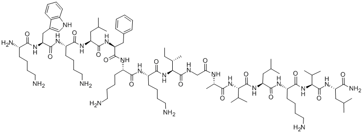 CAS 登录号:157606-25-2, L-赖氨酰-L-色氨酰-L-赖氨酰-L-亮氨酰-L-苯丙氨酰-L-赖氨酰-L-赖氨酰-L-异亮氨酰甘氨酰-L-丙氨酰-L-缬氨酰-L-亮氨酰-L-赖氨酰-L-缬氨酰-L-亮氨酰胺