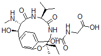 CAS 登录号：158243-18-6， 2-[[(3R,4S,7S,10S,11R)-3-乙基-11,15-二羟基-3-甲基-10-甲基氨基-6,9-二氧代-7-丙-2-基2-氧杂-5,8-二氮杂双环[10.3.1]十六碳-1(15),12(16),13-三烯-4-羰基]氨基]乙酸