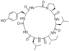 CAS#: 158335-65-0, (6S,12S,18S,21S)-15-[(2S)-Butan-2-Yl]-6-[(4-Hydroxyphenyl)Methyl]-12,18-Bis(2-Methylpropyl)-1,4,7,10,13,16,19-Heptazabicyclo[19.3.0]Tetracosane-2,5,8,11,14,17,20-Heptone