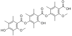 CAS#: 158792-23-5, 4-[2-hydroxy-4-(4-hydroxy-2-methoxy-3,5,6-trimethyl-phenyl)carbonyloxy-3,5,6-trimethyl-phenyl]carbonyloxy-2-methoxy-3,5,6-trimethyl-benzoic acid