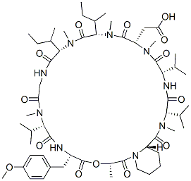 CAS#: 159404-79-2, 2-[(3S,6S,9S,15S,18S,21S,24S,27S,30S)-15,18-Di(Butan-2-Yl)-6-[(4-Methoxyphenyl)Methyl]-3,10,16,19,22,28-Hexamethyl-2,5,8,11,14,17,20,23,26,29-Decaoxo-9,24,27-Tri(Propan-2-Yl)-4-Oxa-1,7,10,13,16,19,22,25,28-Nonazabicyclo[28.4.0]Tetratriacontan-21-Yl]Acetic Acid