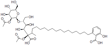 CAS#: 160471-36-3, 2-[(17S,18S,19S,20R)-17-Acetyloxy-20-[(2S,3S,4S,5S,6R)-3-Acetyloxy-4,5-Dihydroxy-6-(Hydroxymethyl)Oxan-2-Yl]Oxy-17-Carboxy-18,19,21-Trihydroxy-16-Methylhenicosyl]-6-Hydroxybenzoic Acid