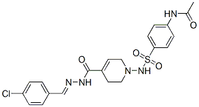 CAS 登录号：160857-59-0， 1-[(4-乙酰氨基苯基)磺酰基氨基]-N-[(4-氯苯基)亚甲基氨基]-3,6-二氢-2H-吡啶-4-甲酰胺