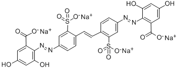 CAS 登录号：164416-13-1， 四钠(6E)-6-[[4-[(E)-2-[4-[(2Z)-2-(2-羧基-6-羟基-4-氧代-1-环己-2,5-二烯亚基)肼基]-2-磺酸苯基]乙烯基]-3-磺酸苯基]亚肼基]-5-羟基-3-氧代环己-1,4-二烯-1-羧酸酯