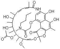 CAS 登录号：16784-08-0， 4-O-[2-(丁基甲基氨基)-2-氧代乙基]-利福霉素