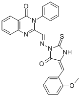 CAS 登录号：169471-15-2， 2-[(E)-[(4E)-4-[(2-甲氧基苯基)亚甲基]-5-氧代-2-巯基咪唑烷-1-基]亚氨基甲基]-3-苯基喹唑啉-4-酮