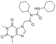 CAS 登录号：169563-65-9， N-环己基-N-(环己基氨基甲酰)-2-(1,3-二甲基-2,6-二氧代嘌呤-7-基)乙酰胺