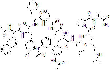 CAS 登录号：170157-13-8， N-乙酰基-3-(2-萘基)-D-丙氨酰-4-氯-D-苯丙氨酰-3-(3-吡啶基)-D-丙氨酰-L-丝氨酰-4-(乙酰氨基)-L-苯丙氨酰-4-(乙酰氨基)-D-苯丙氨酰-L-亮氨酰-N6-(1-甲基乙基)-L-赖氨酰-L-脯氨酰-D-丙氨酰胺