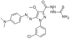 CAS 登录号：172701-55-2， N-硫代氨基甲酰亚氨基-1-(3-氯苯基)-5-[2-(4-二甲基氨基苯基)肼基]-4-甲氧基吡唑-3-甲酰胺