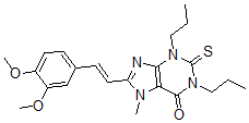 CAS 登录号：175675-60-2， 8-[(E)-2-(3,4-二甲氧基苯基)乙烯基]-7-甲基-1,3-二丙基-2-硫代嘌呤-6-酮