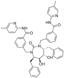 CAS 登录号：183854-98-0， 3-[[(4R,5S,6S,7R)-5,6-二羟基-3-[[3-[(5-甲基吡啶-2-基)氨基甲酰]苯基]甲基]-2-氧代-4,7-二(苯基甲基)-1,3-二氮杂环庚-1-基]甲基]-N-(5-甲基吡啶-2-基)苯甲酰胺
