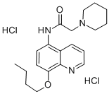 CAS 登录号：19655-39-1， N-(8-丁氧基-5-喹啉基)-1-哌啶乙酰胺二盐酸盐