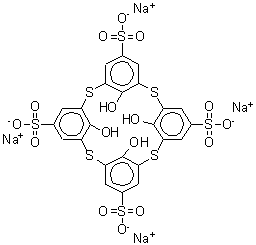 CAS#: 211561-04-5, Tetrasodium 25,26,27,28-Tetrahydroxy-2,8,14,20-Tetrathiapentacyclo[19.3.1.1<Sup>3,7</Sup>.1<Sup>9,13</Sup>.1<Sup>15,19</Sup>]Octacosa-1(25),3(28),4,6,9(27),10,12,15(26),16,18,21,23-Dodecaene-5,11,17,23-Tetrasulfonate