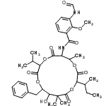 CAS#: 22862-64-2, N-(15-Benzyl-10-Sec-Butyl-14-Hydroxy-3-Isopropyl-7,13,13-Trimethyl-2,5,9,12-Tetraoxo-1,4,8,11-Tetraoxacyclopentadecan-6-Yl)-3-Formamido-2-Methoxybenzamide