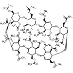CAS 登录号：23739-88-0， (1R,3R,5R,6R,8R,10R,11R,13R,15R,16R,18R,20R,21R,23R,25R,26R,28R,30R,31R,33R,35R,36S,37R,38S,39R,40S,41R,42S,43R,44S,45R,46S,47R,48S,49R)-5,10,15,20,25,30,35-七(乙酰氧基甲基)-2,4,7,9,12,14,17,19,22,24,27,29,32,34-十四碳氧杂辛环[31.2.2.2<sup>3,6</sup>.2<sup>8,11</sup>.2<sup>13,16</sup>.2<sup>18,21</sup>.2<sup>23,26</sup>.2<sup>28,31</sup>]壬四十烷-36,37,38,39,40,41,42,43,44,45,46,47,48,49-十四碳基十四碳乙酸酯