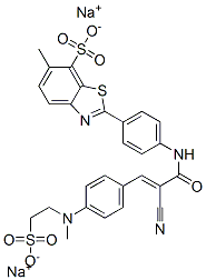 CAS#: 2498-95-5, Disodium 2-[4-[[(E)-2-Cyano-3-[4-(Methyl-(2-Sulfonatoethyl)Amino)Phenyl]Prop-2-Enoyl]Amino]Phenyl]-6-Methyl-1,3-Benzothiazole-7-Sulfonate