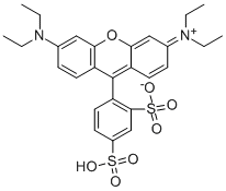 CAS 登录号：2609-88-3， 3,6-二(二乙基氨基)-9-(2,4-二磺基苯基)-呫吨鎓内盐