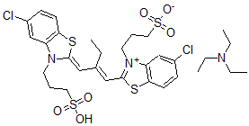CAS#: 27268-50-4, 5-Chloro-2-[2-[[5-Chloro-3-(3-Sulfopropyl)-2(3H)-Benzothiazolylidene]Methyl]-1-Butenyl]-3- (3-Sulfopropyl)-Benzothiazolium Inner Salt Compd. With N,N-Diethylethanamine