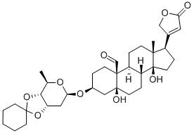 CAS 登录号：28719-25-7， (3b,5b)-3-[(3,4-O-环己基亚基-2,6-二脱氧-beta-D-核-己糖吡喃糖苷)氧基]-5,14-二羟基-19-氧代-心甾-20(22)-烯内酯
