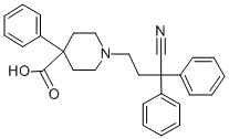 CAS 登录号：28782-42-5， 1-(3-氰基-3,3-二苯基丙基)-4-苯基-4-哌啶羧酸