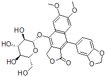 CAS#: 30021-77-3, 4-(1,3-Benzodioxol-5-Yl)-6,7-Dimethoxy-9-[(2S,3R,4S,5S,6R)-3,4,5-Trihydroxy-6-(Hydroxymethyl)Oxan-2-Yl]Oxy-1H-Benzo[f][2]Benzoxol-3-One