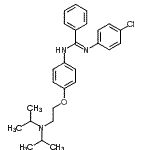 CAS 登录号：31118-17-9， N'-(4-氯苯基)-N-{4-[2-(二异丙基氨基)乙氧基]苯基}苯甲脒