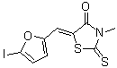 CAS 登录号：329002-53-1， (5Z)-5-[(5-碘-2-呋喃基)亚甲基]-3-甲基-2-硫代-1,3-噻唑烷-4-酮