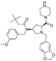 CAS#: 334998-36-6, N-[(3S,5S)-1-(1,3-Benzodioxol-5-ylmethyl)-5-(1-piperazinylcarbonyl)-3-pyrrolidinyl]-N-[(3-methoxyphenyl)methyl]-3,3-dimethyl-Butanamide