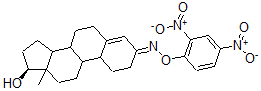 CAS 登录号：33514-81-7， (3E,17S)-3-(2,4-二硝基苯氧基)亚氨基-13-甲基-2,6,7,8,9,10,11,12,14,15,16,17-十二氢-1H-环戊二烯并[a]菲-17-醇
