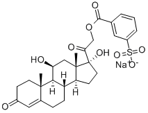 CAS 登录号：33767-03-2， 钠3-[2-[(8S,9S,10R,11S,13S,14S,17R)-11,17-二羟基-10,13-二甲基-3-氧代-2,6,7,8,9,11,12,14,15,16-十氢-1H-环戊二烯并[a]菲-17-基]-2-氧代乙氧基]羰基苯磺酸酯