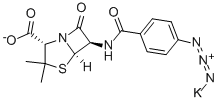 CAS 登录号：3381-71-3， 6-(4-叠氮基苯甲酰胺基)-3,3-二甲基-7-氧代-4-硫杂-1-氮杂双环[3.2.0]庚烷-2-羧酸单钾盐