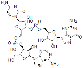 CAS 登录号：3393-25-7， [(2R,3S,4R,5R)-5-(2-氨基-6-氧代-3H-嘌呤-9-基)-3,4-二羟基四氢呋喃-2-基]甲基[(2R,3S,4R,5R)-5-(4-氨基-2-氧代嘧啶-1-基)-2-[[[(2R,3S,4R,5R)-5-(6-氨基嘌呤-9-基)-4-羟基-2-(羟基甲基)四氢呋喃-3-基]氧基-羟基磷酰]氧基甲基]-4-羟基四氢呋喃-3-基]磷酸氢酯