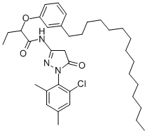 CAS 登录号：33956-01-3， N-[1-(2-氯-4,6-二甲基苯基)-5-氧代-4H-吡唑-3-基]-2-(3-十五烷基苯氧基)丁酰胺