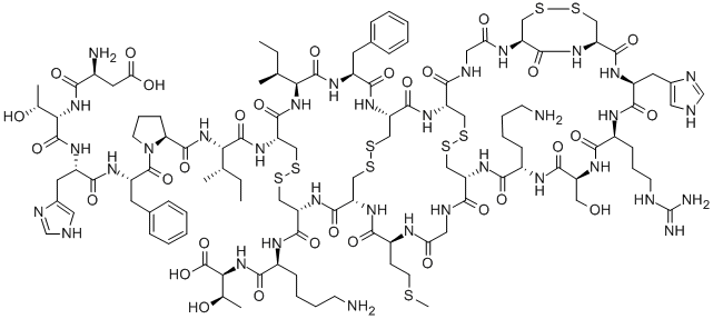 CAS 登录号：342790-21-0， 天冬氨酰-苏氨酰-组氨酰-苯丙氨酰-脯氨酰-异亮氨酰-半胱氨酰-异亮氨酰-苯丙氨酰-半胱氨酰-半胱氨酰-甘氨酰-半胱氨酰-半胱氨酰-组氨酰-精氨酰-丝氨酰-赖氨酰-半胱氨酰-甘氨酰-蛋氨酰-半胱氨酰-半胱氨酰-赖氨酰-苏氨酸