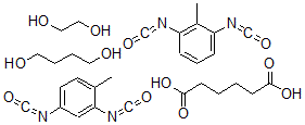 CAS#: 34313-71-8, Hexanedioic acid, polymer with 1,4-butanediol, 1,3-diisocyanato-2-methylbenzene, 1,3-diisocyanato-4-methylbenzene and 1,2-ethanediol