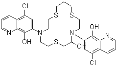 CAS#: 343372-32-7, 7,7'-(5-Hydroxy-1,7,13-Trithia-4,10-Diazacyclohexadecane-4,10-Diyl)Bis(5-Chloro-8-Quinolinol)
