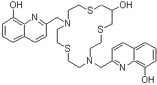 CAS 登录号：343372-35-0， 2,2'-[(15-羟基-1,7,13-三硫杂-4,10-二氮杂环十六烷-4,10-二基)二(亚甲基)]二(8-喹啉醇)