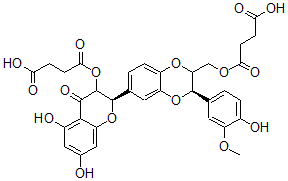 CAS 登录号：34482-56-9， 4-[(2R)-5,7-二羟基-2-[(2R)-2-(4-羟基-3-甲氧基苯基)-3-[(4-羟基-4-氧代丁酰基)氧基甲基]-2,3-二氢-1,4-苯并二氧杂环己-7-基]-4-氧代色满-3-基]氧基-4-氧代丁酸
